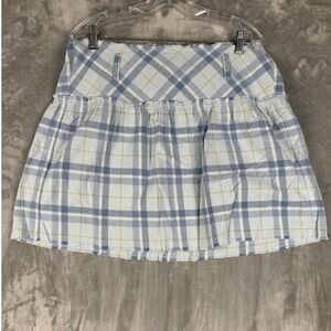 Y2K GUESS JEANS Women's Plaid Flannel Ruffle Mini Skirt Frayed‎ Hem Size 30